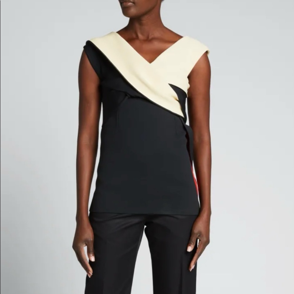 Jil Sanders Colorblock Cap-Sleeve Top Bergdorf New